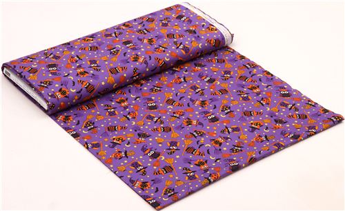 purple Halloween owl witches fabric Timeless Treasures USA 4