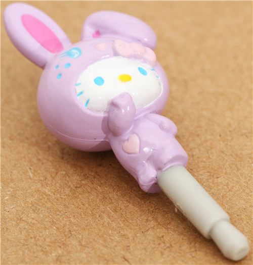 purple Hello Kitty bunny mobile phone plugy earphone jack Cellphone