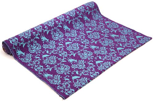 purple Jacquard echino fabric woodland stag deer bird 3