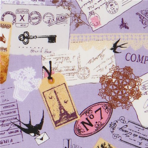 purple Japanese fabric France mail swallows 1