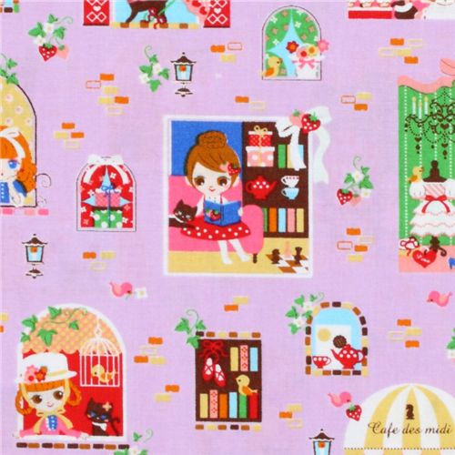 purple Japanese fabric girls in the window Cosmo 1
