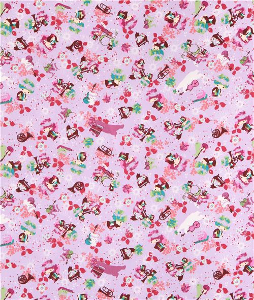 purple Little Twin Stars music instruments Sanrio oxford fabric from Japan 2