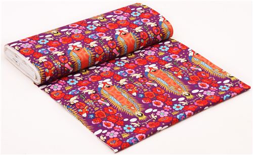 purple Mexican Virgin Mary statue fabric by Alexander Henry 3