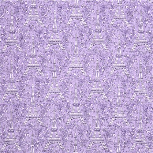 purple Paris Eiffel Tower flower fabric Michael Miller Petite Paris 2