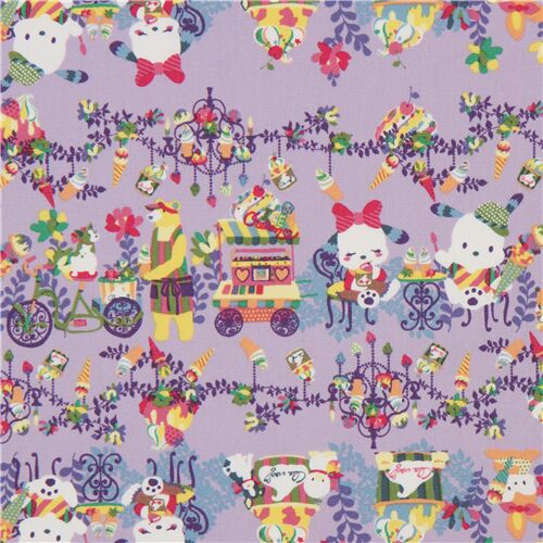 purple Pochacco oxford fabric with dessert pattern Fabric by Sanrio ...