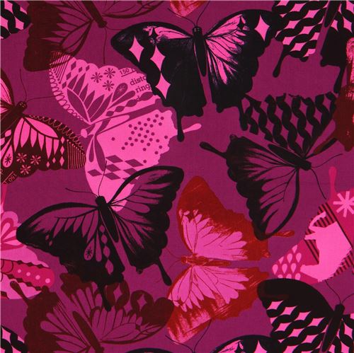 purple Rayon fabric butterfly insect by Cotton and Steel - modeS4u