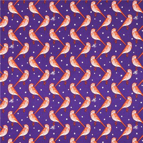 purple atori bird echino Decoro cotton sateen fabric 2