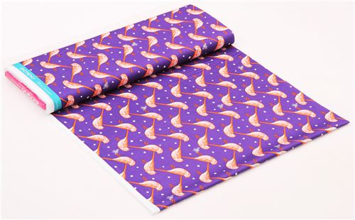 purple atori bird echino Decoro cotton sateen fabric 3