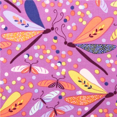 purple butterfly tissu srie animaux Helen's Garden Michael Miller 1