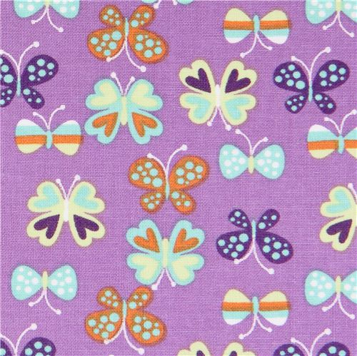 purple butterfly fabric with colorful patterns by Timeless Treasures ...