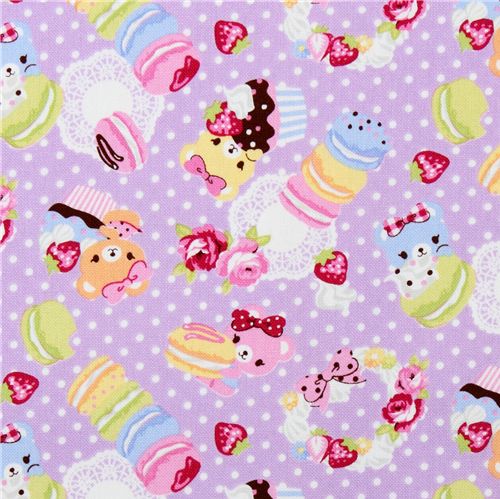 purple canvas fabric macaroons bears Japan kawaii 1