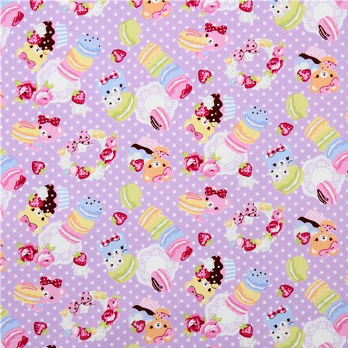 purple canvas fabric macaroons bears Japan kawaii 2