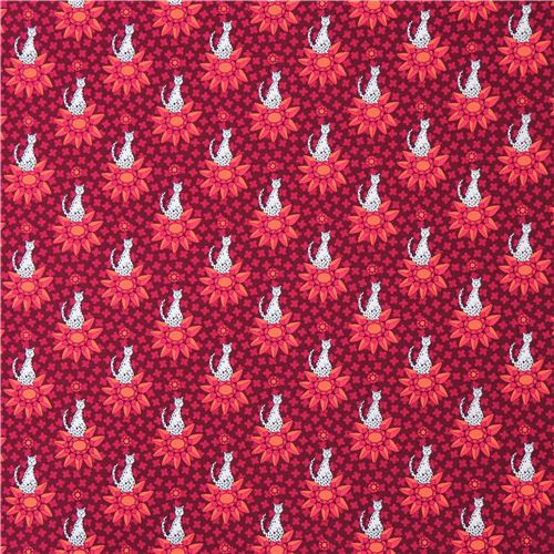 purple cat flower ornament fabric Rhoda Ruth by Robert Kaufman USA 4