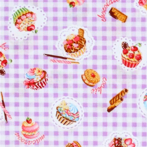 purple checker Japanese fabric sweets Cosmo 1