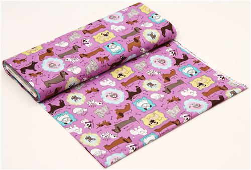 purple dogs dachshund dalmatina fabric by Robert Kaufman 3