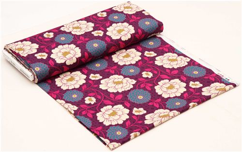 purple dots flower fabric Westminster Fibers Dahlia - modeS4u