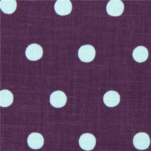 purple echino canvas fabric with light blue polka dots 1