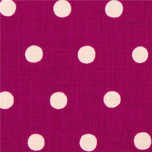 pink echino canvas fabric with old rose polka dots 1