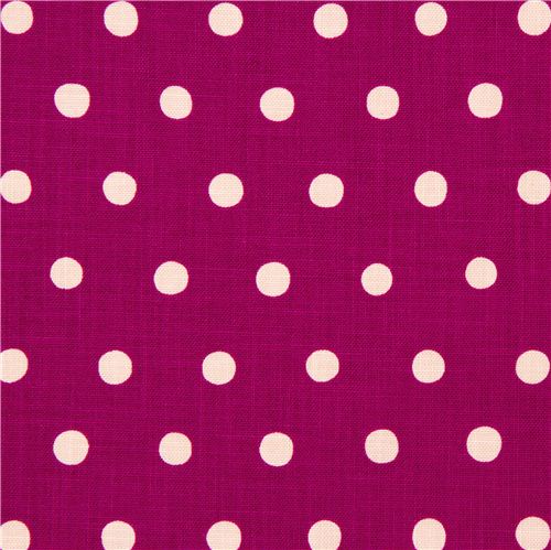 pink echino canvas fabric with old rose polka dots 2