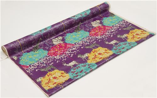 purple echino safari animals laminate fabric acacia 3