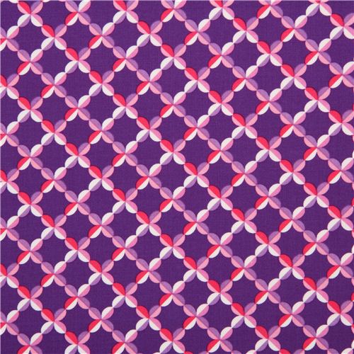 purple floral checker fabric by Michael Miller USA 2