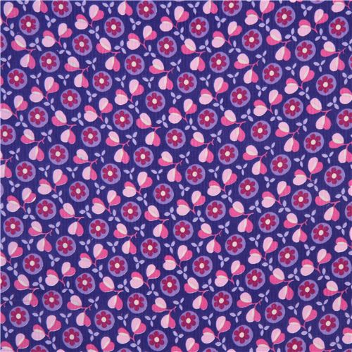 purple flower corduroy fabric pink flower Timeless Treasures 2