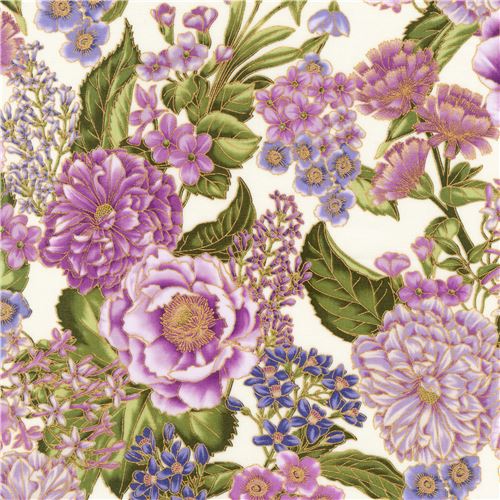 purple flower embellished fabric by Robert Kaufman modeS4u