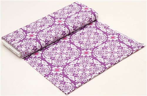 purple flower fabric with flower ornaments Michael Miller 3