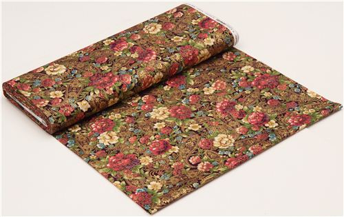 lila Blumen Stoff mit Gold Robert Kaufman USA 3