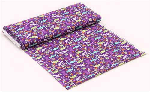 purple flower garden cat fabric by Timeless Treasures Fabric by ...
