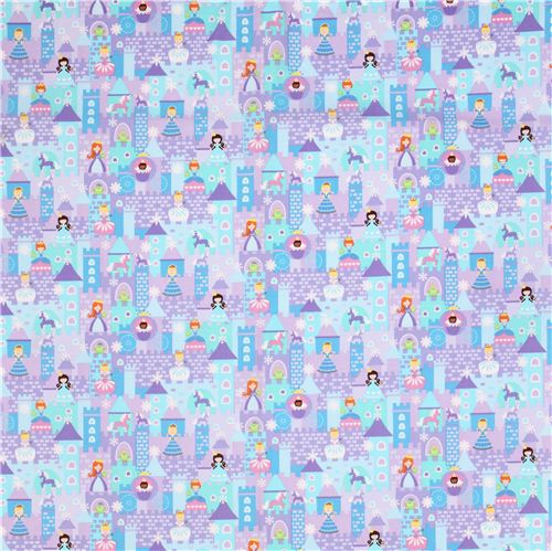purple ice princess castle fabric with silver glitter Timeless Treasures 2