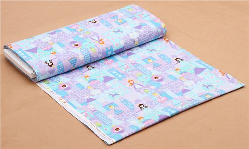 purple ice princess castle fabric with silver glitter Timeless Treasures 3