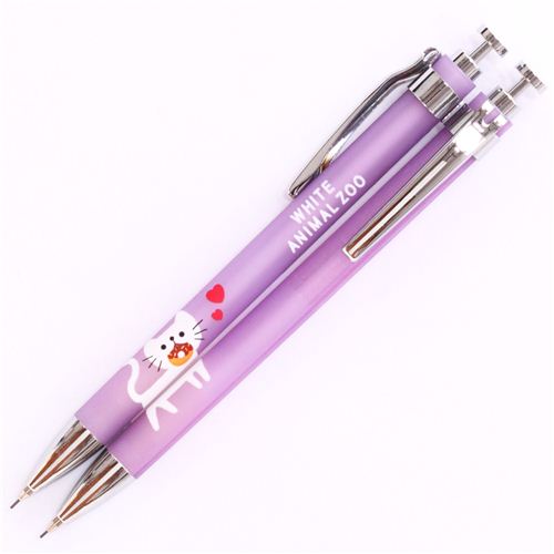 purple mechanical pencil with white cat from Japan PensPencils