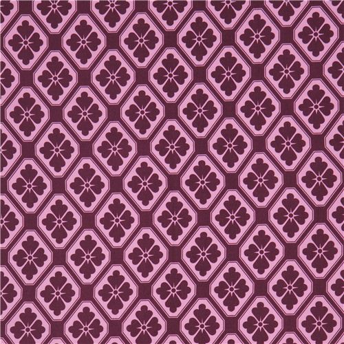 lila-violetter Blumen Ornament Stoff Obi von Michael Miller USA 4