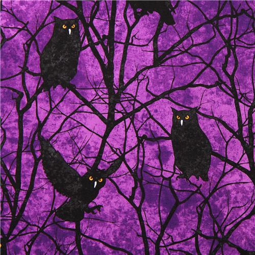 purple owl Halloween fabric Stonehenge Fright Night 1