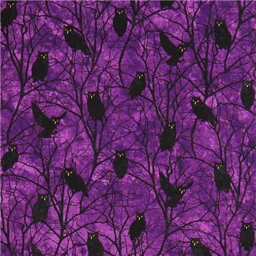 purple owl Halloween fabric Stonehenge Fright Night 2