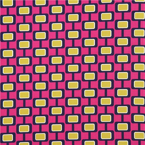 lila-pinker Retro 60er Jahre Muster Stoff von Michael Miller
