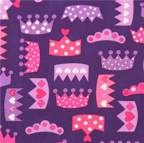 purple princess crown coronet fabric by Robert Kaufman USA 1