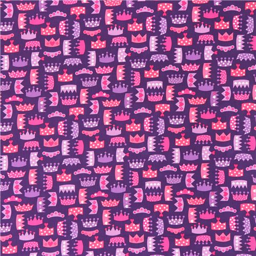 purple princess crown coronet fabric by Robert Kaufman USA 3