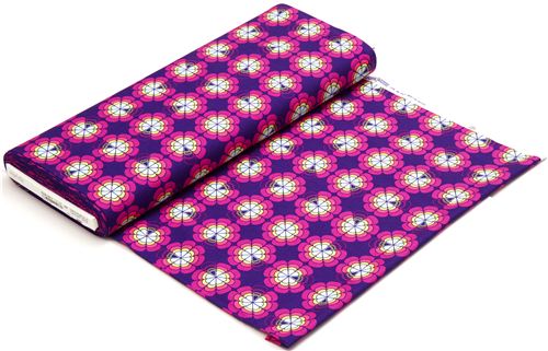 purple retro flower fabric de Michael Miller USA 3
