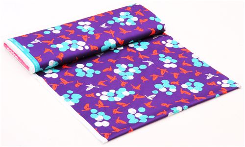 purple soaring bird echino Decoro cotton sateen fabric 3