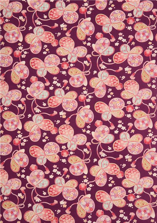 purple structured Kyoto cord ornament Asia flower amunzen fabric from Japan Asia Fabric