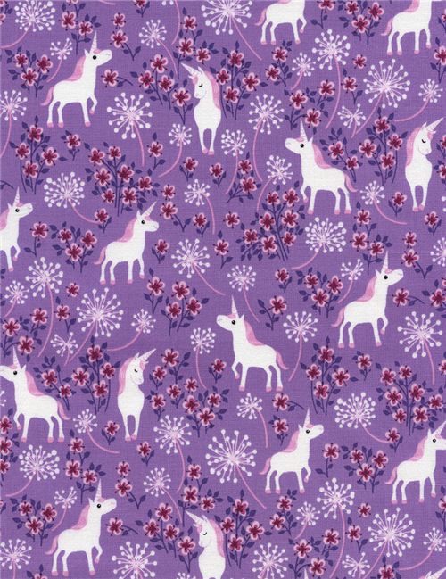 purple unicorn fairy tale fabric Timeless Treasures USA 1