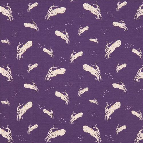 purple white octopus birch knit organic fabric USA 2