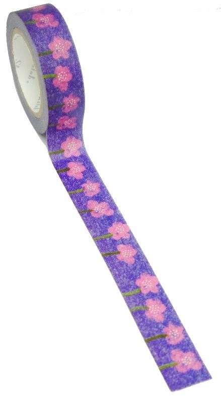 Purple With Pink Flower Washi Tape Deco Tape Shinzi Katoh Floral Tape Decorative Tapes
