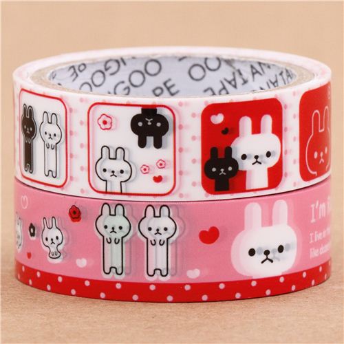 rabbit heart dot decoration Masking Tape deco tape set 2pcs Animal