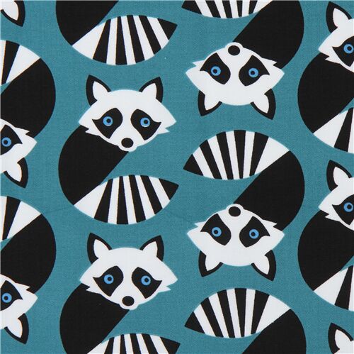 raccoon fabric by Timeless Treasures in teal Fabric