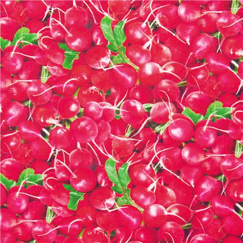 Radieschen Gemüse flächendeckend roter Stoff üppig Baumwollestoff USA  Fabric by Elizabeth's Studio - modeS4u