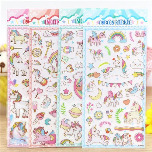 rainbow and unicorn hard stickers - modeS4u