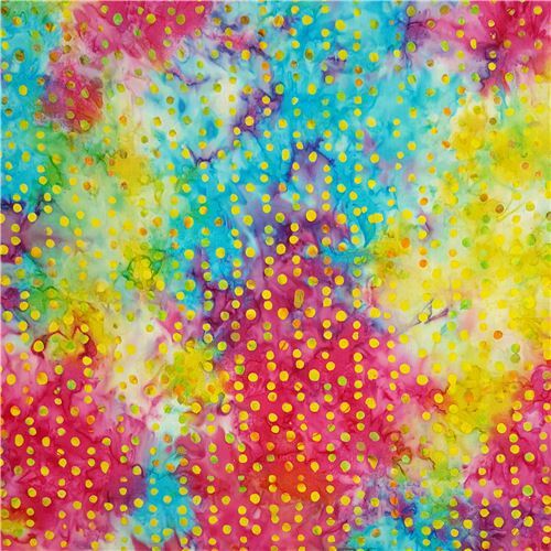 rainbow batik fabric with polka dots by Timeless Treasures - modeS4u